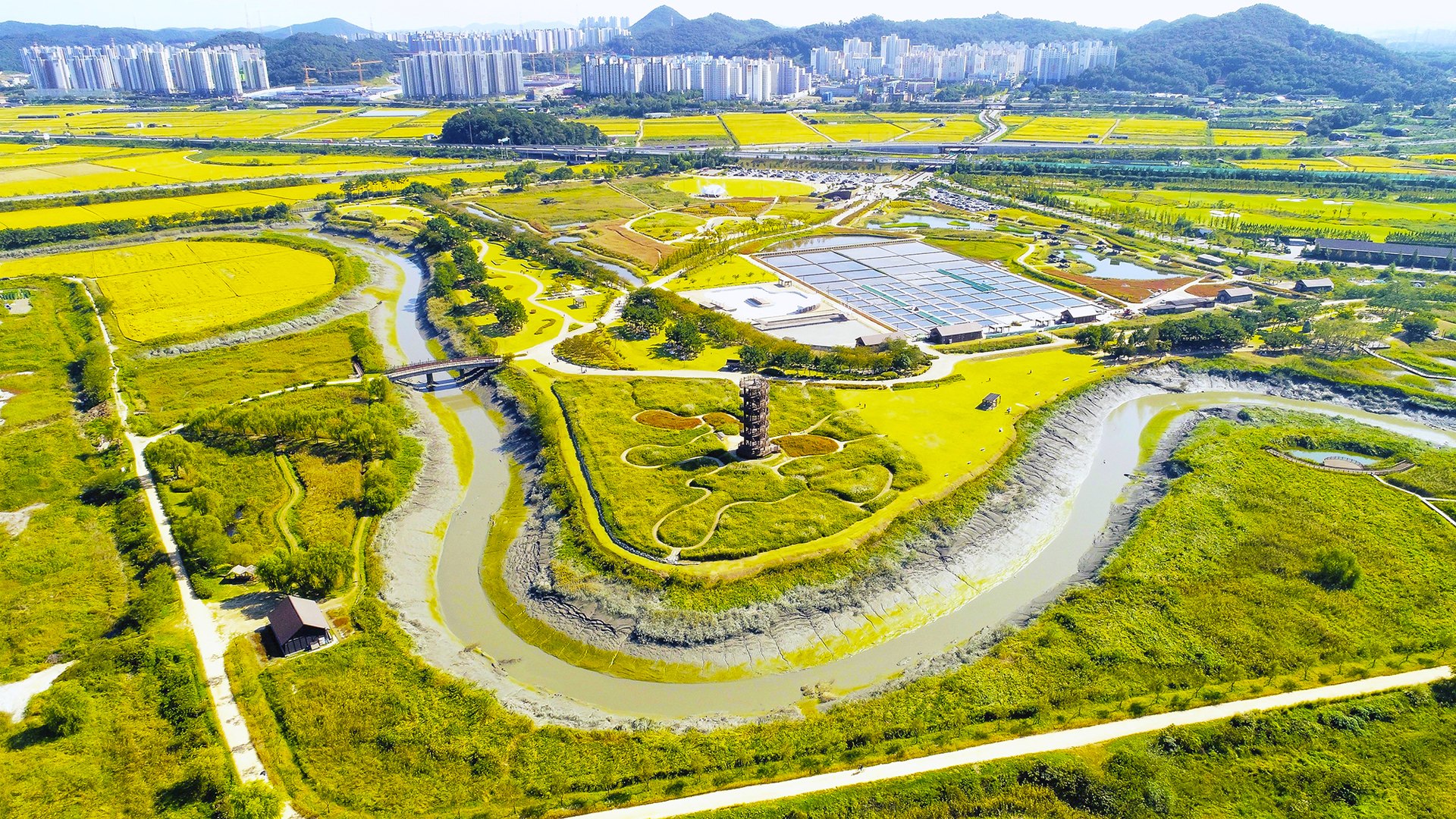 Scenic eco park grounds during the Siheung Gaetgol Festival